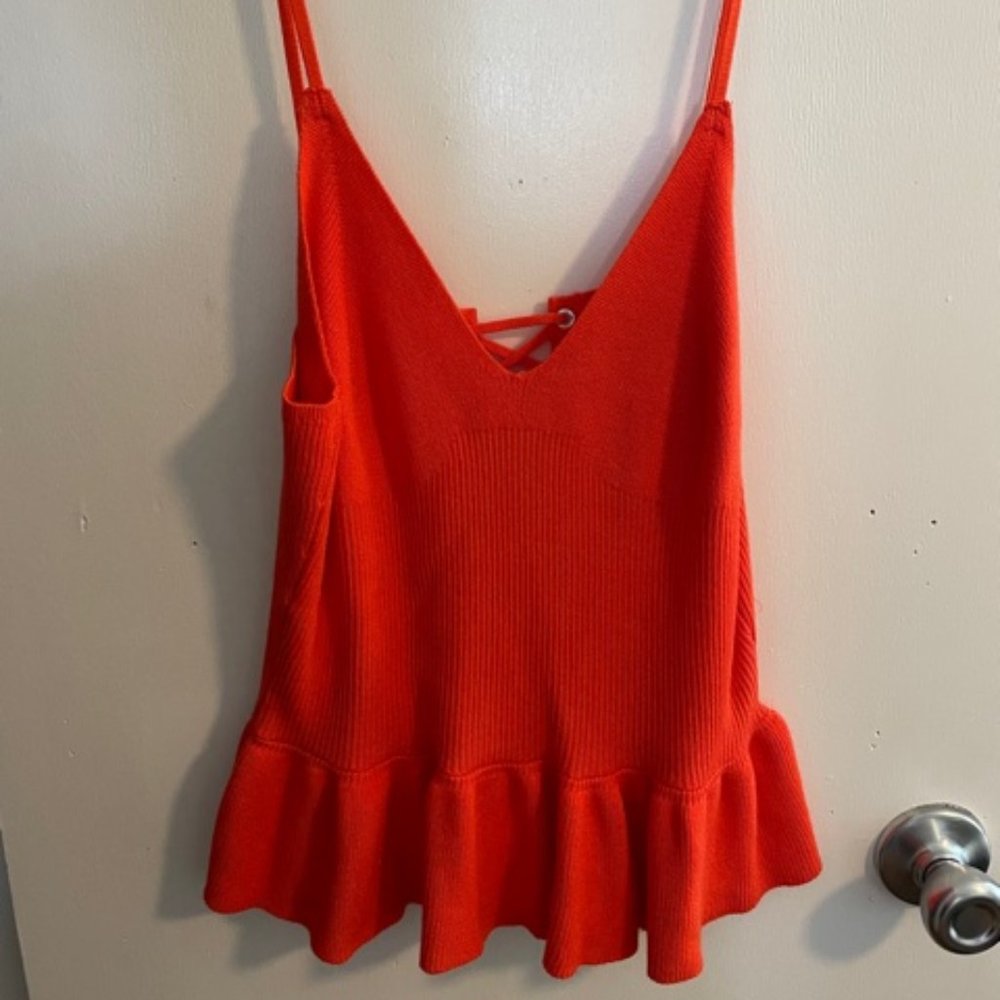 Venus Peplum Lace-up Tank Top Size Small